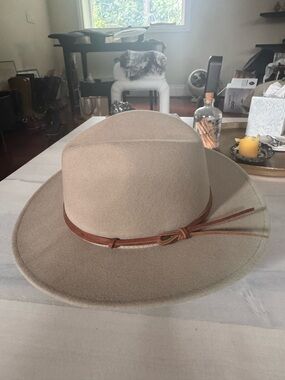 Wyeth wool  Felt Rancher Hat with Leather Band - taupe